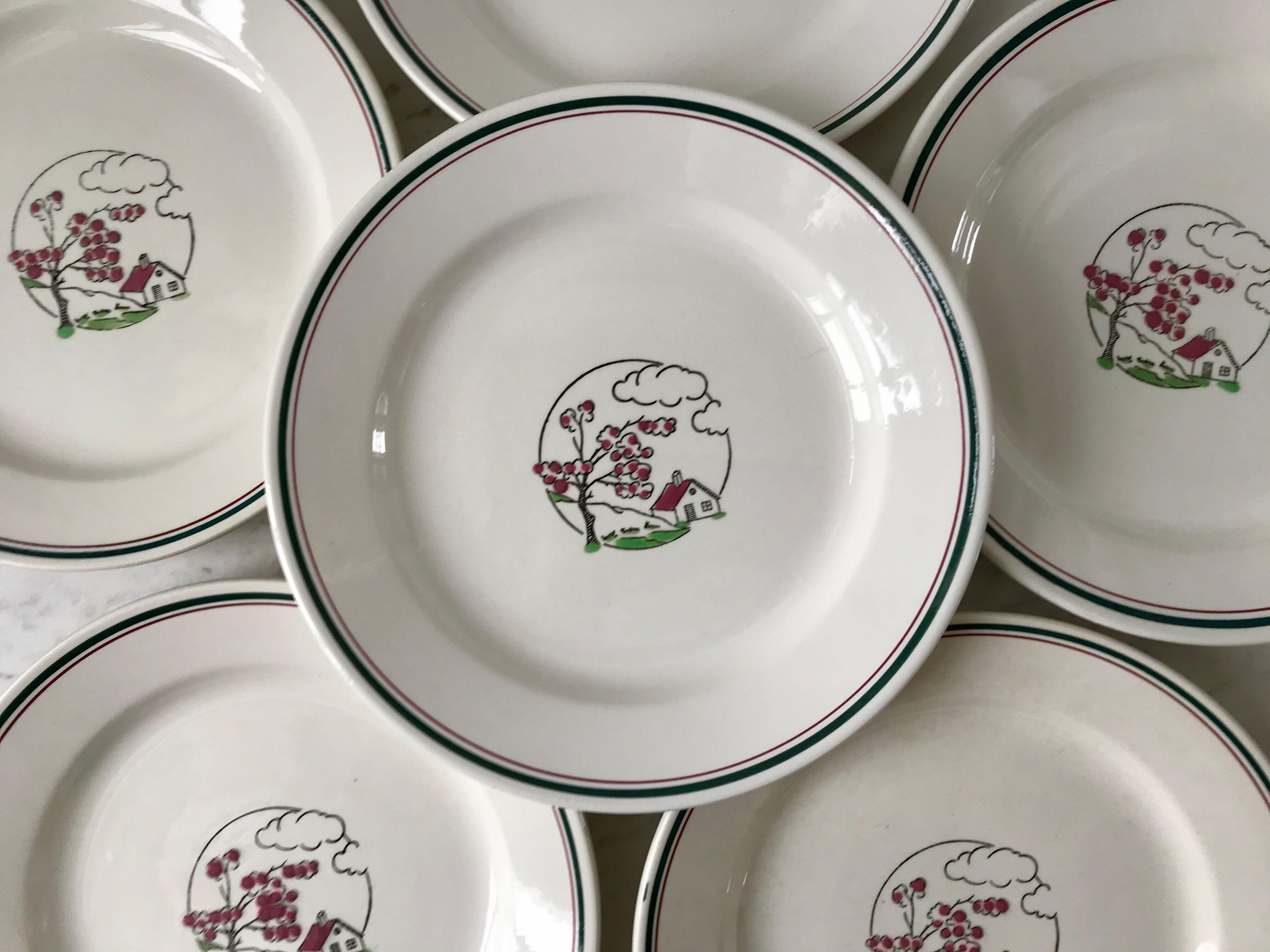 Set of 6 flat plates salins model "april" years 30-40