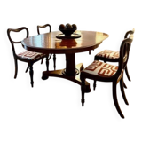 Set of William IV table (late 18th century) mahogany and 4 matching chairs