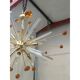 Transparent “triedro” and amber spheres murano glass oval sputnik chandelier