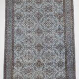 6x10 Rug For Living Room Bordered Blue Turkish Vintage Area Rug, 184x301Cm SK 1512