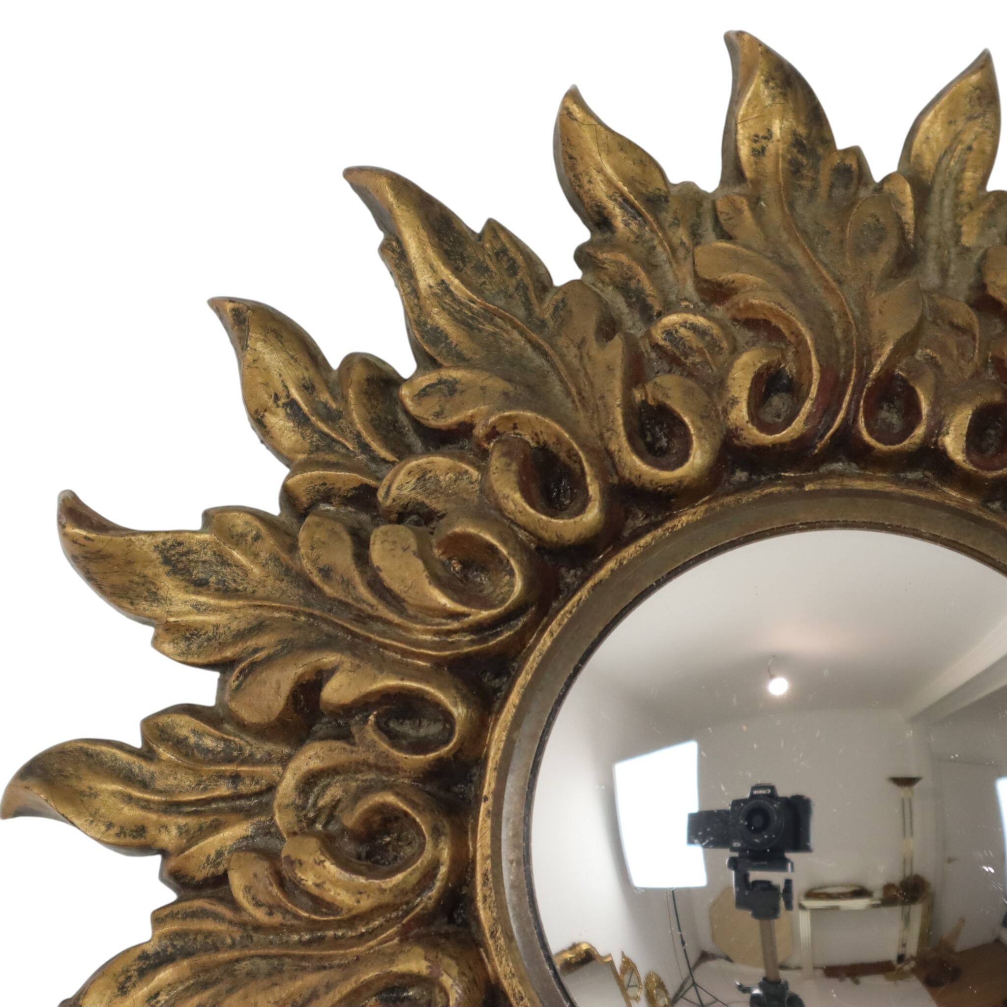 Petit miroir ensoleillé italien, style rococo, 24 cm
