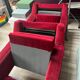 Set of 3 airborne velvet armchairs in red.