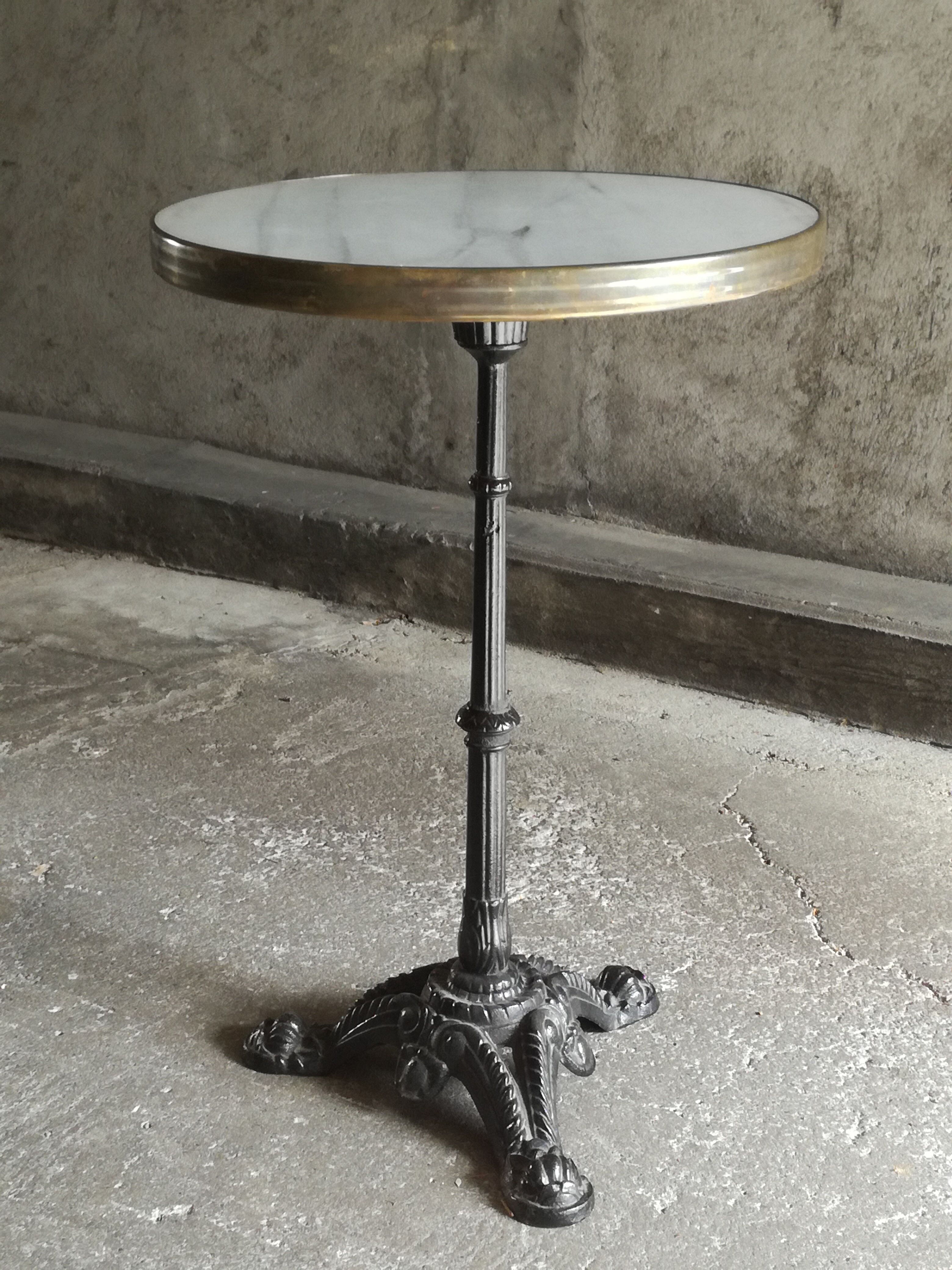 Round marble bistro table and cast iron feet
