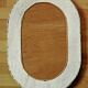 Vintage French White Oval Rattan Mirror Plywood Back Hanging Hook.