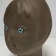 Sculptural ceramic head with blue enamelling Tekt design 60s