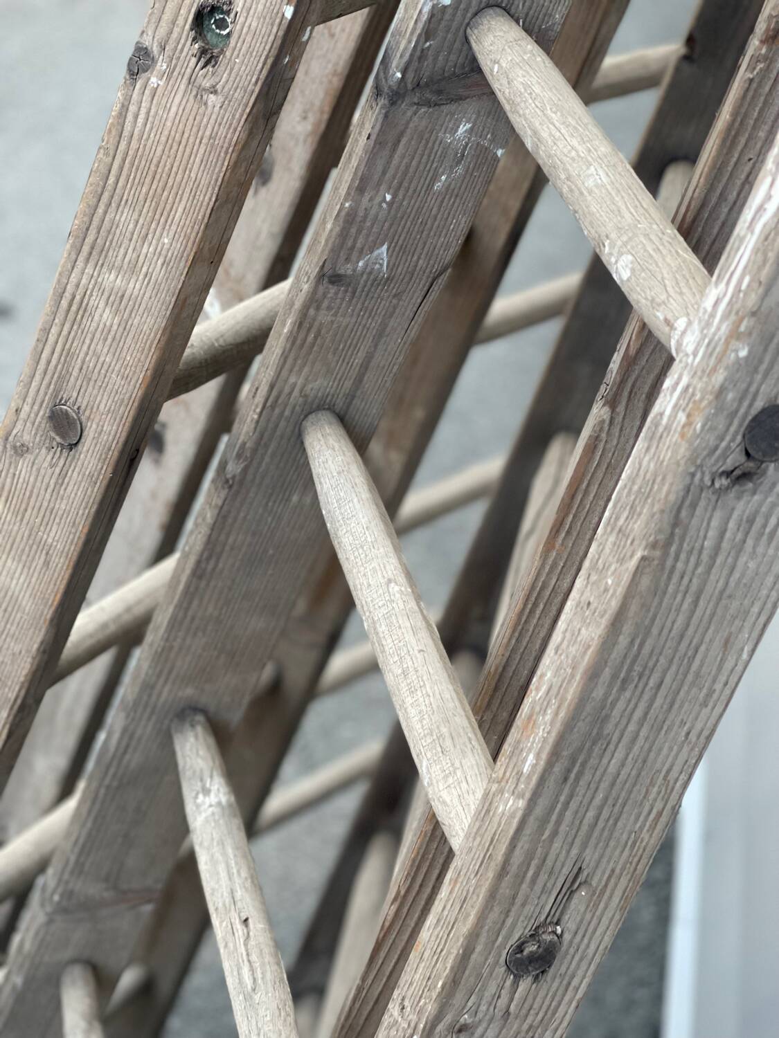 Lot 4 large painter's ladders carrying wood 1950