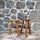 Pair of solid wood tripod stools