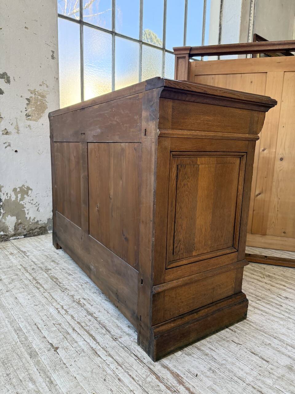 Antique XL Napoleonic oak glass bookcase, 19th century