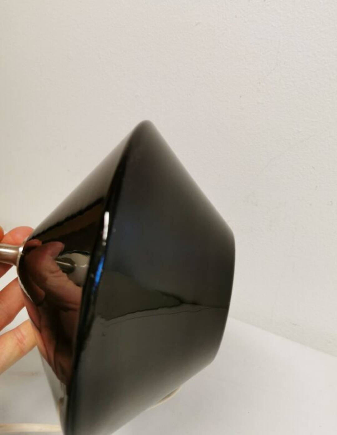 Pied de lampe Royal Copenhagen en verre noir pressé, modèle Astro
