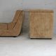 Pair of armchairs "Space Age", foam and velvet "honey", France, circa 1970
