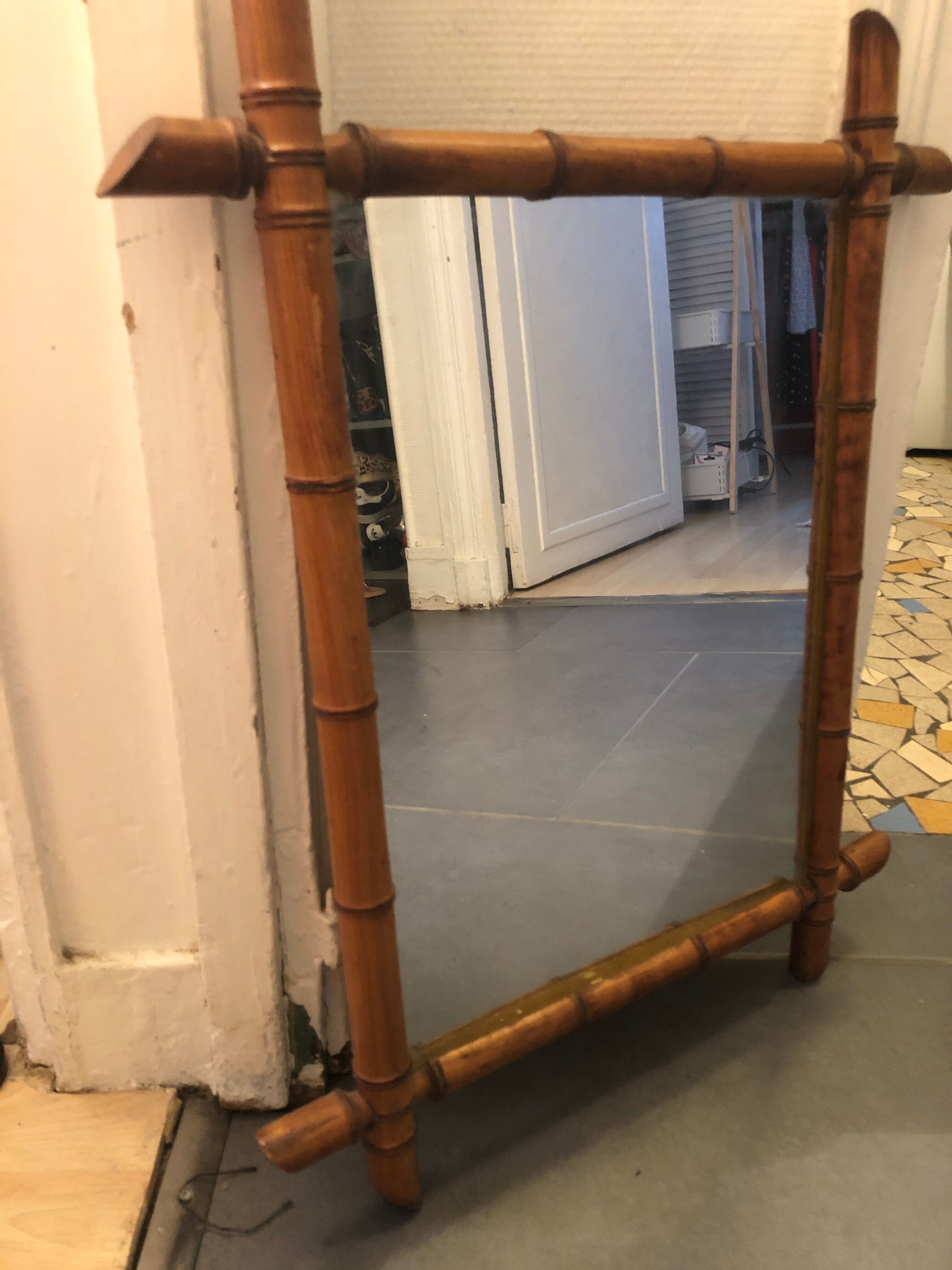 60x48 cm bamboo mirror