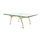 Table cocktail vintage brass and glass by kouloufi