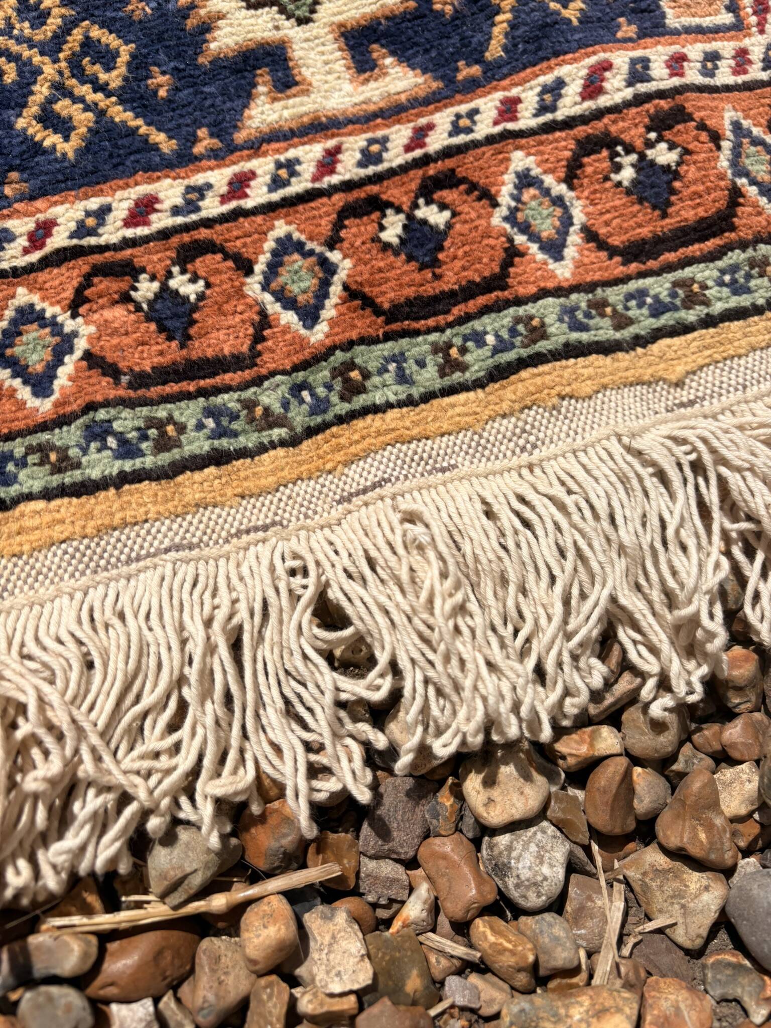 Vintage Oriental Handwoven Wool Caucasian Boho Chic Persian Rug 150x89