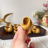 Vintage ceramic snail shells Made in France and Scandinavian style mahogany tray