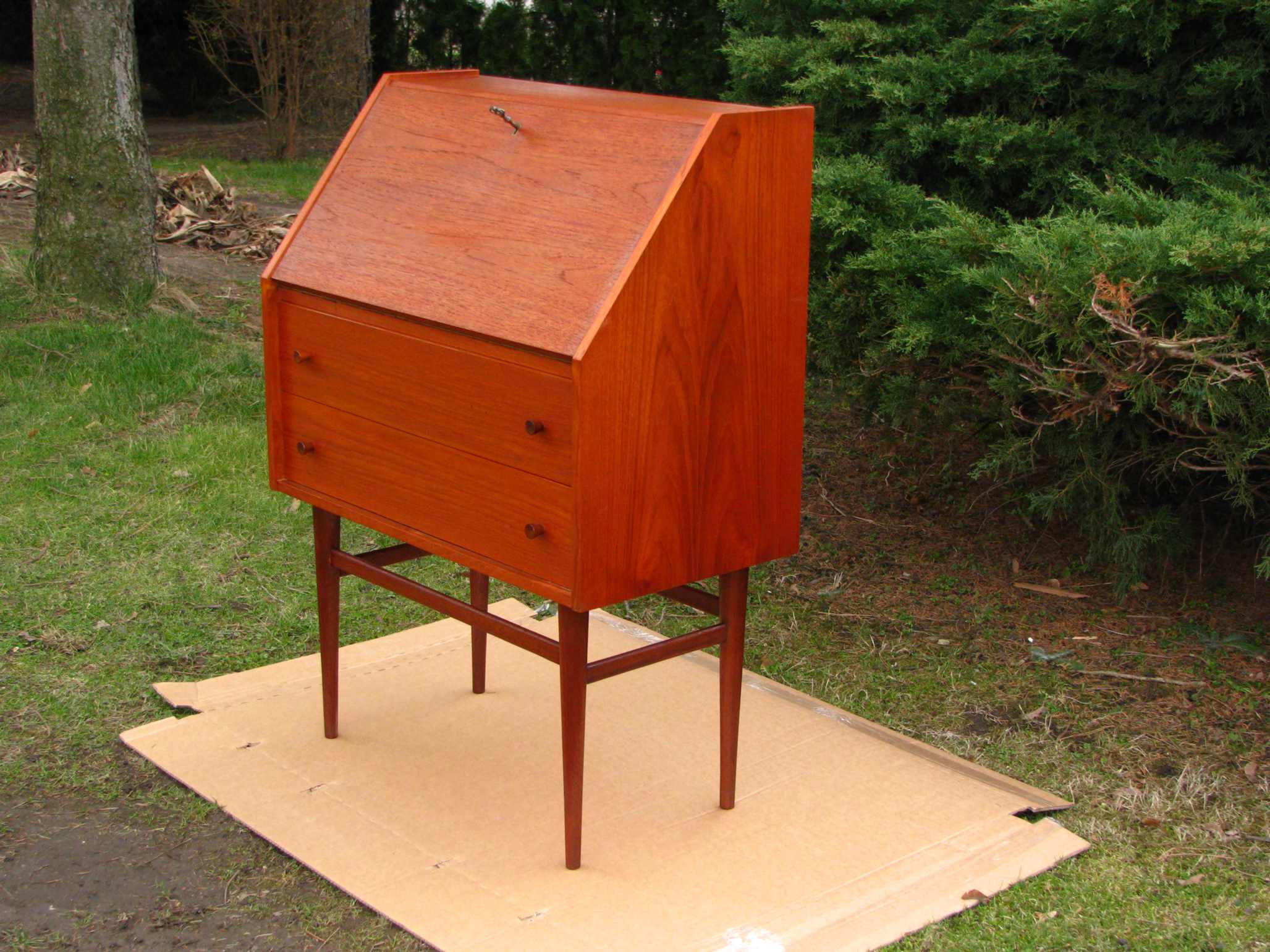 Secretaire with a key from the 1960s / 70s, Denmark, teak wood