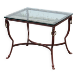 Table basse en fer et verre français - Table de cocktail - Table de salon - Années 80