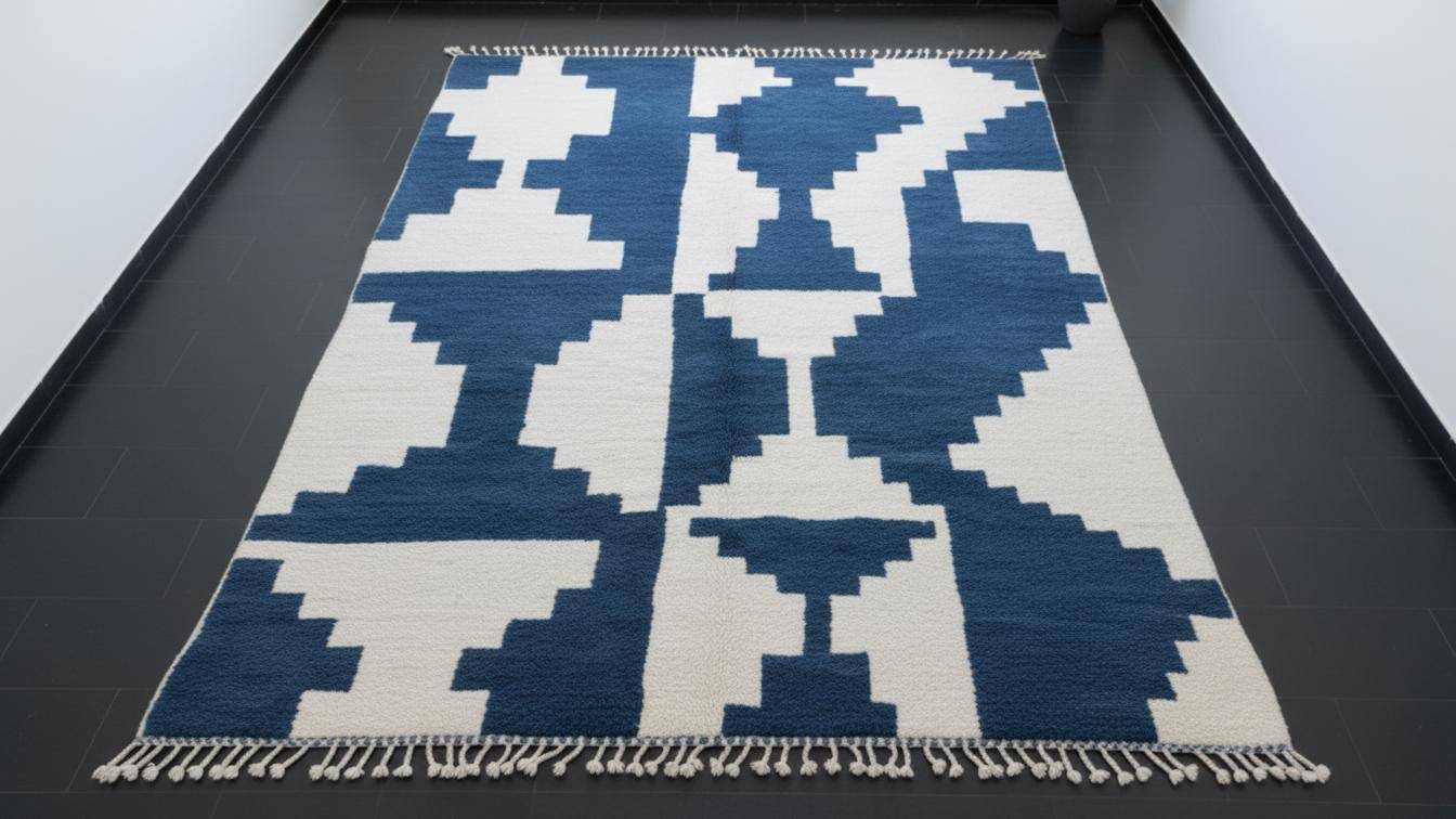 Traditional Moroccan rug, natural wool, 3 x 2 m.