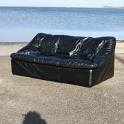 De Pas, D'Urbino and Lomazzi sofa, France, 1980s, black leather, Cinna