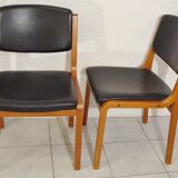 Pair of chairs 1950/60 leather and wood