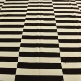 Beige & Dark Brown %100 Wool Hand Woven Vintage Kilim Rug, 378x410 Cm