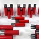 Set of 10 mid-century red and chrome wall lamps by Stilnovo, Italy 1970s