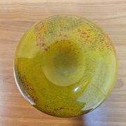 Artistic mouth-blown studio glass vase Ioan Nemtoi yellow