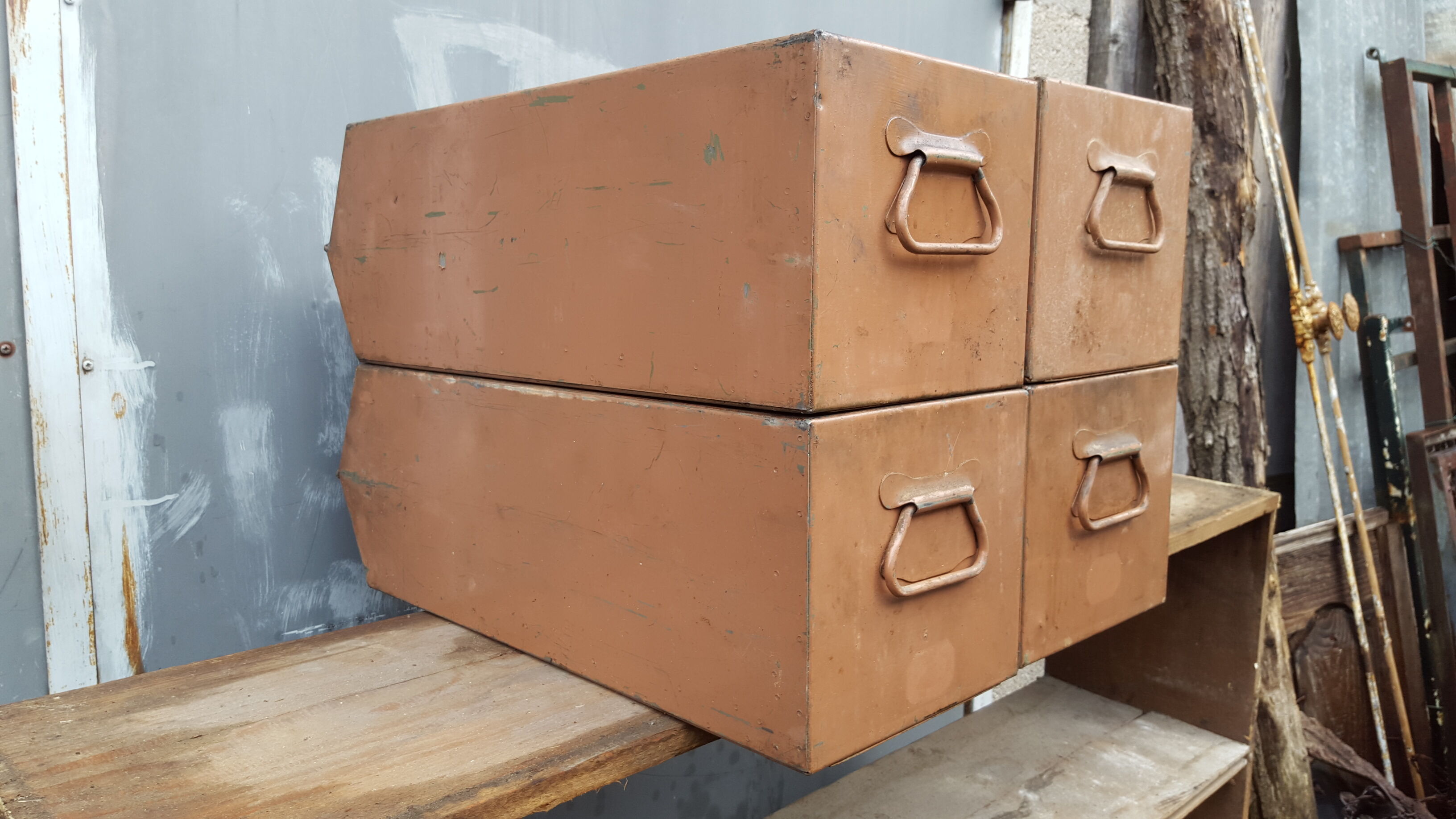 Set of 4 industrial metal lockers