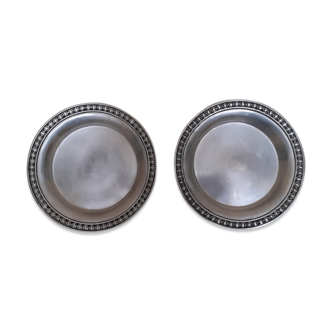 Pair of silver metal bottles underside
