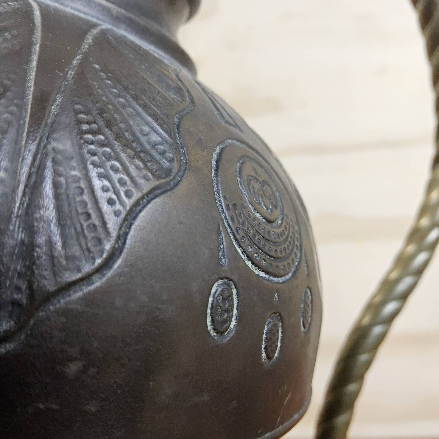 Antique brass Art Nouveau desk lamp (glass diamonds)