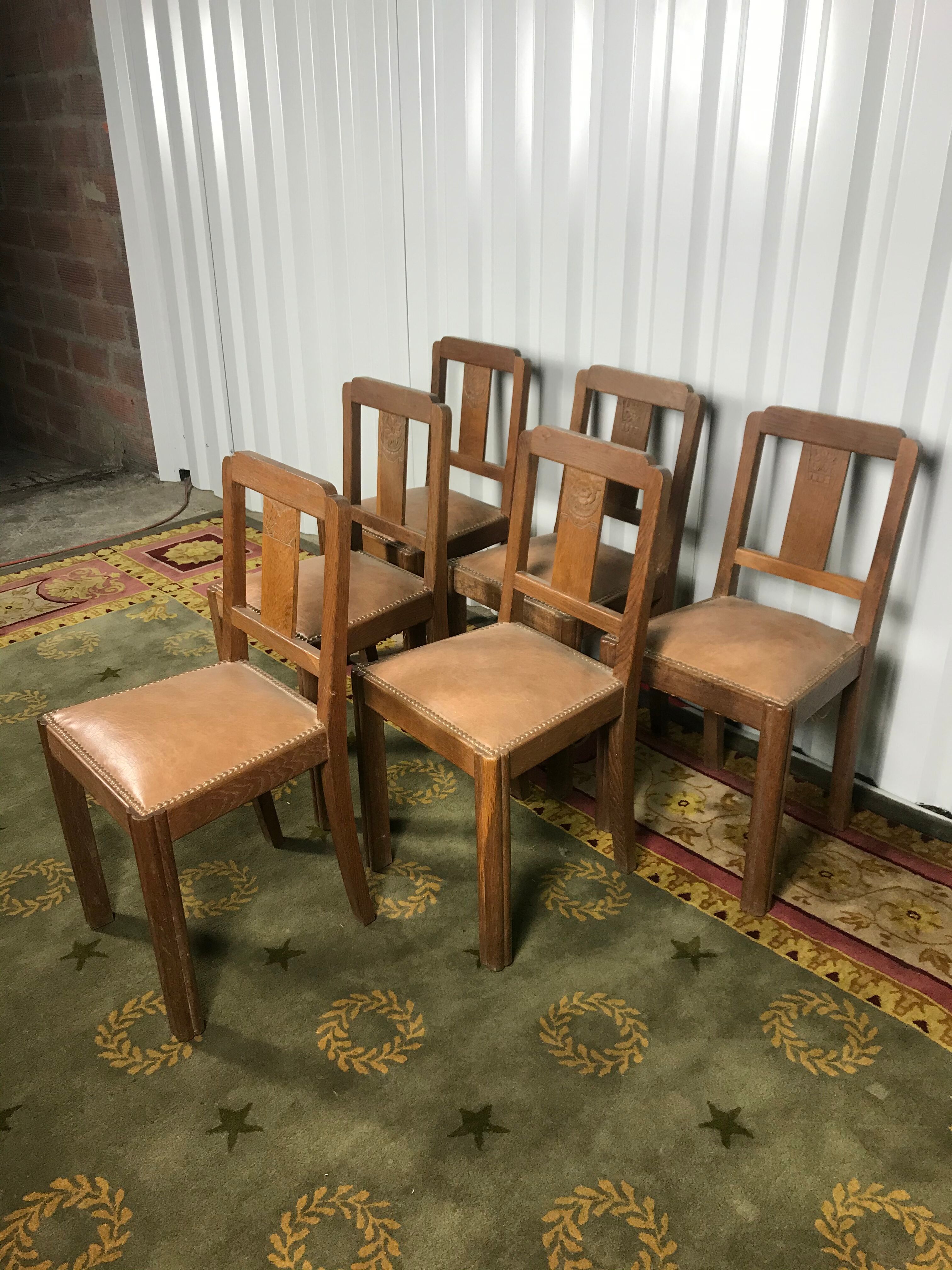 Suite of 6 chairs art deco period