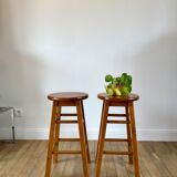 Pair of high stools / bar varnished wood 60-70s