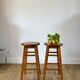 Pair of high stools / bar varnished wood 60-70s