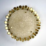 Kaiser Leuchten ceiling lamp, brass and iceglass