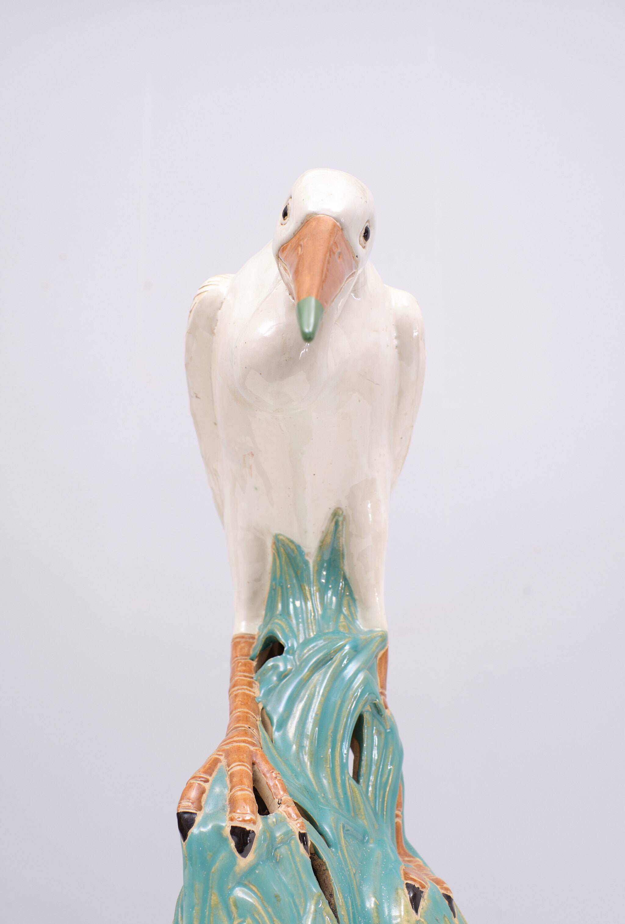 Large Vintage Ceramic Heron Bird Sculpture 1970s