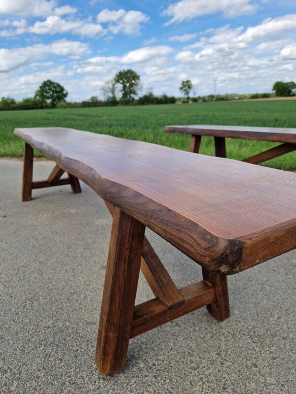 Lot de 2 bancs en orme massif par Aranjou