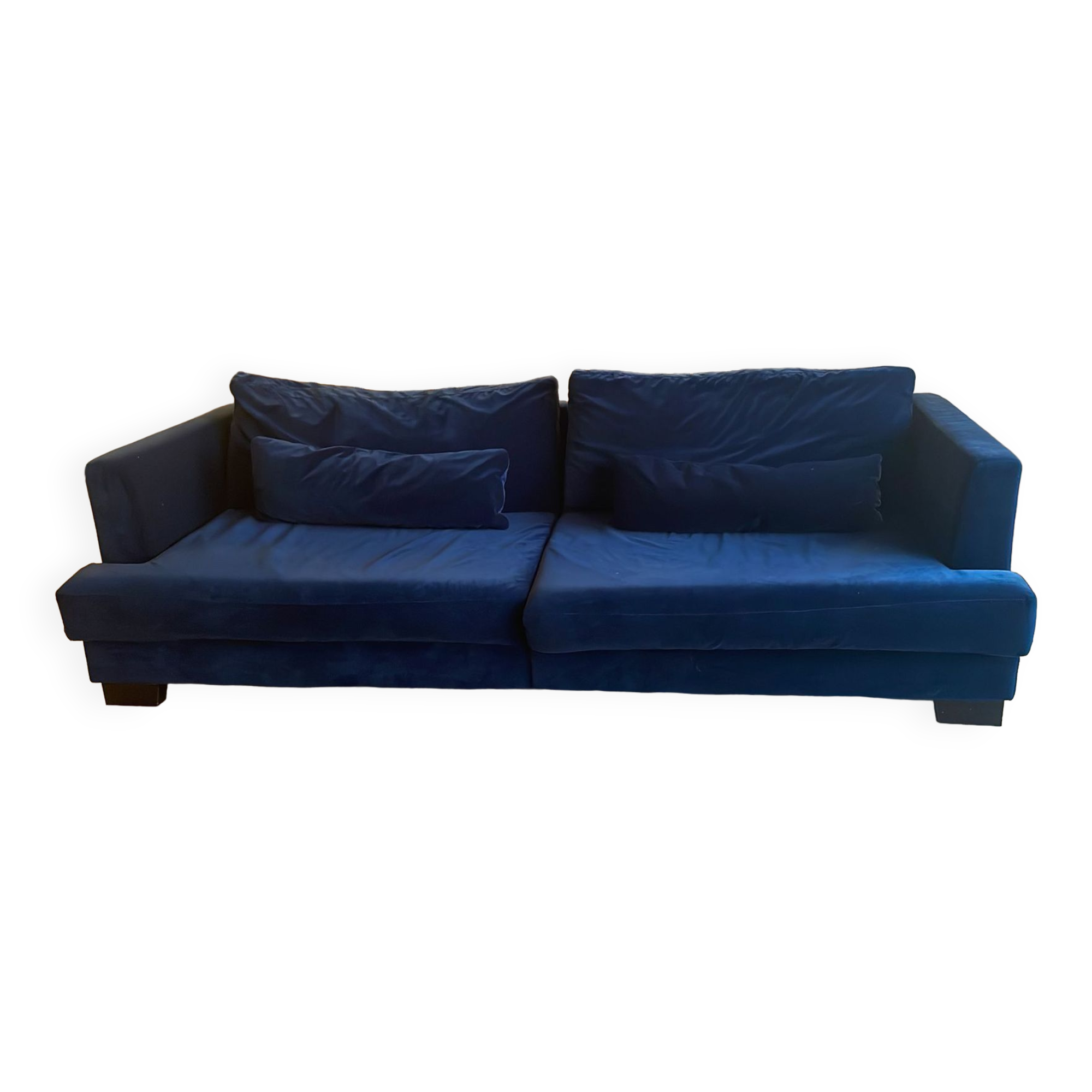 Navy blue velvet sofa