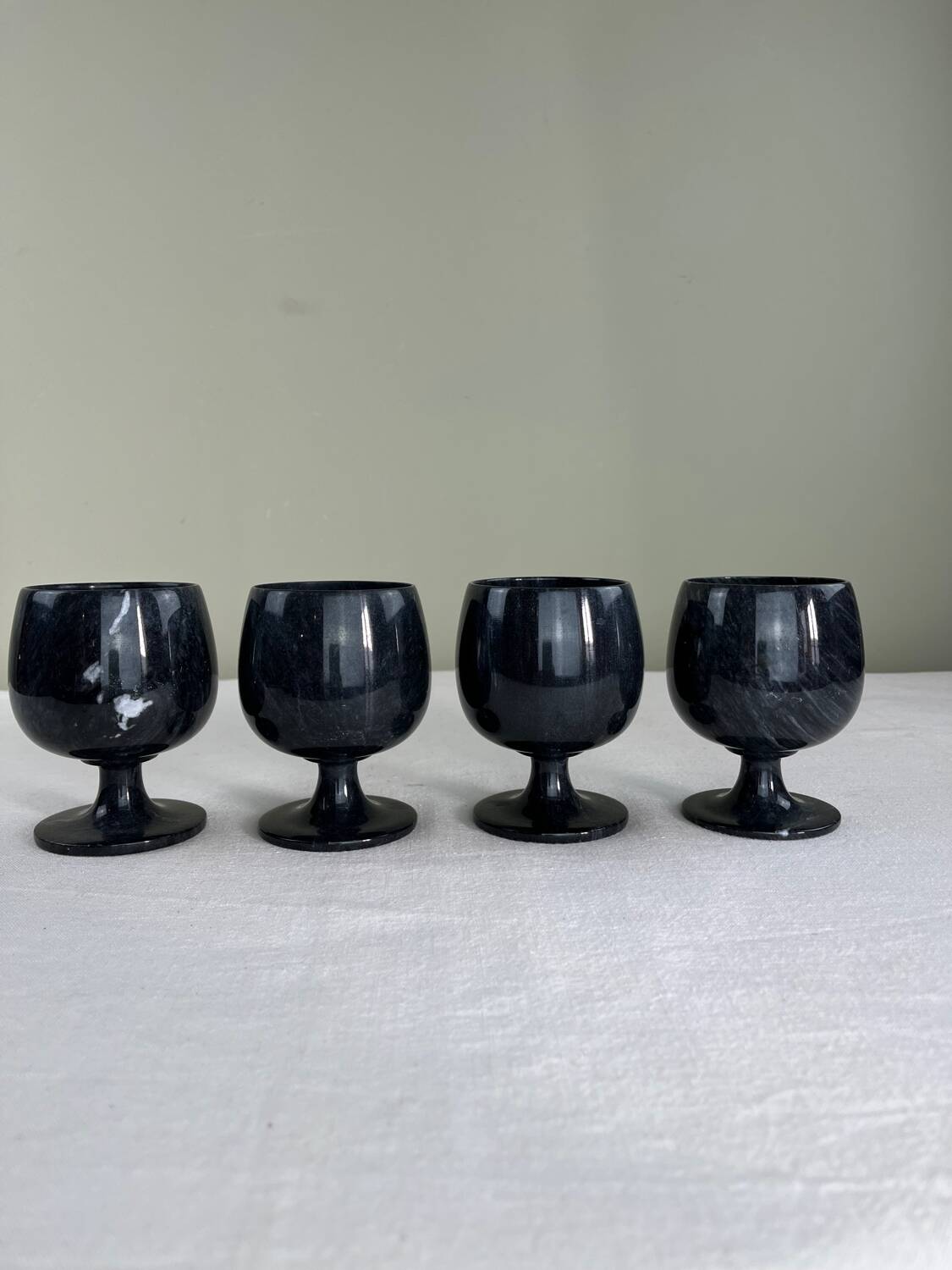 Black marble vases