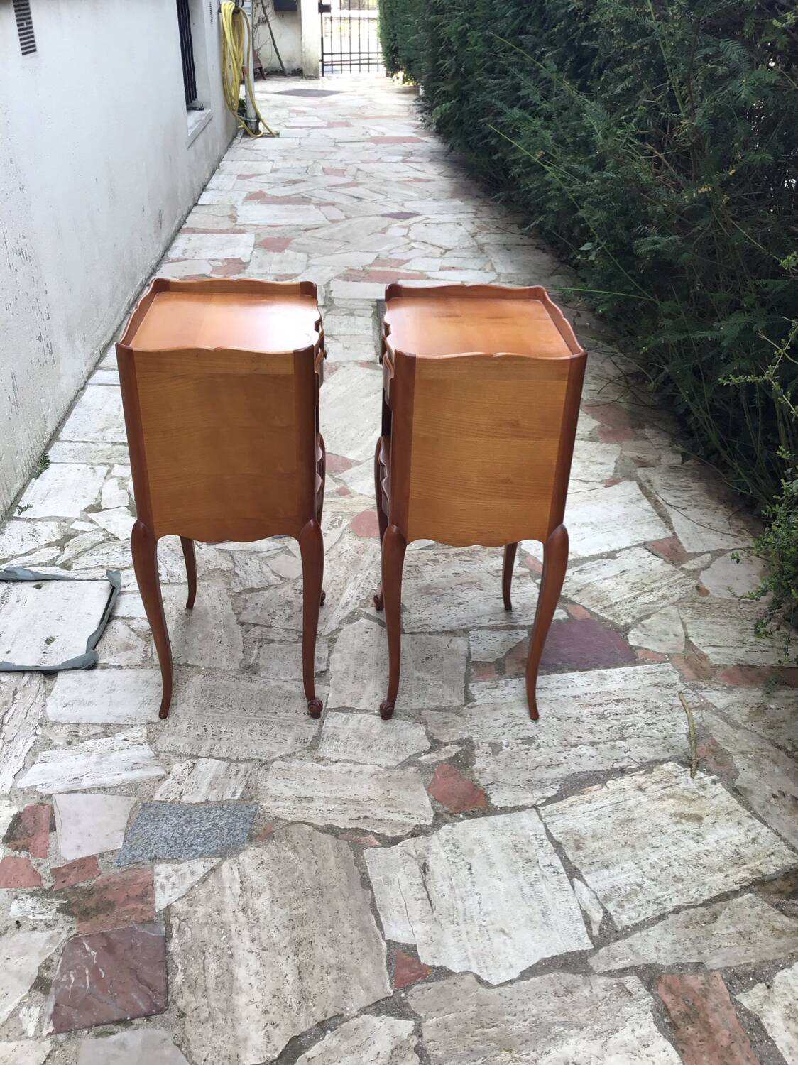 Pair of Louis XV style bedside tables in solid wood