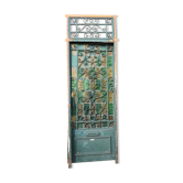 wrought iron front door with stained glass windows