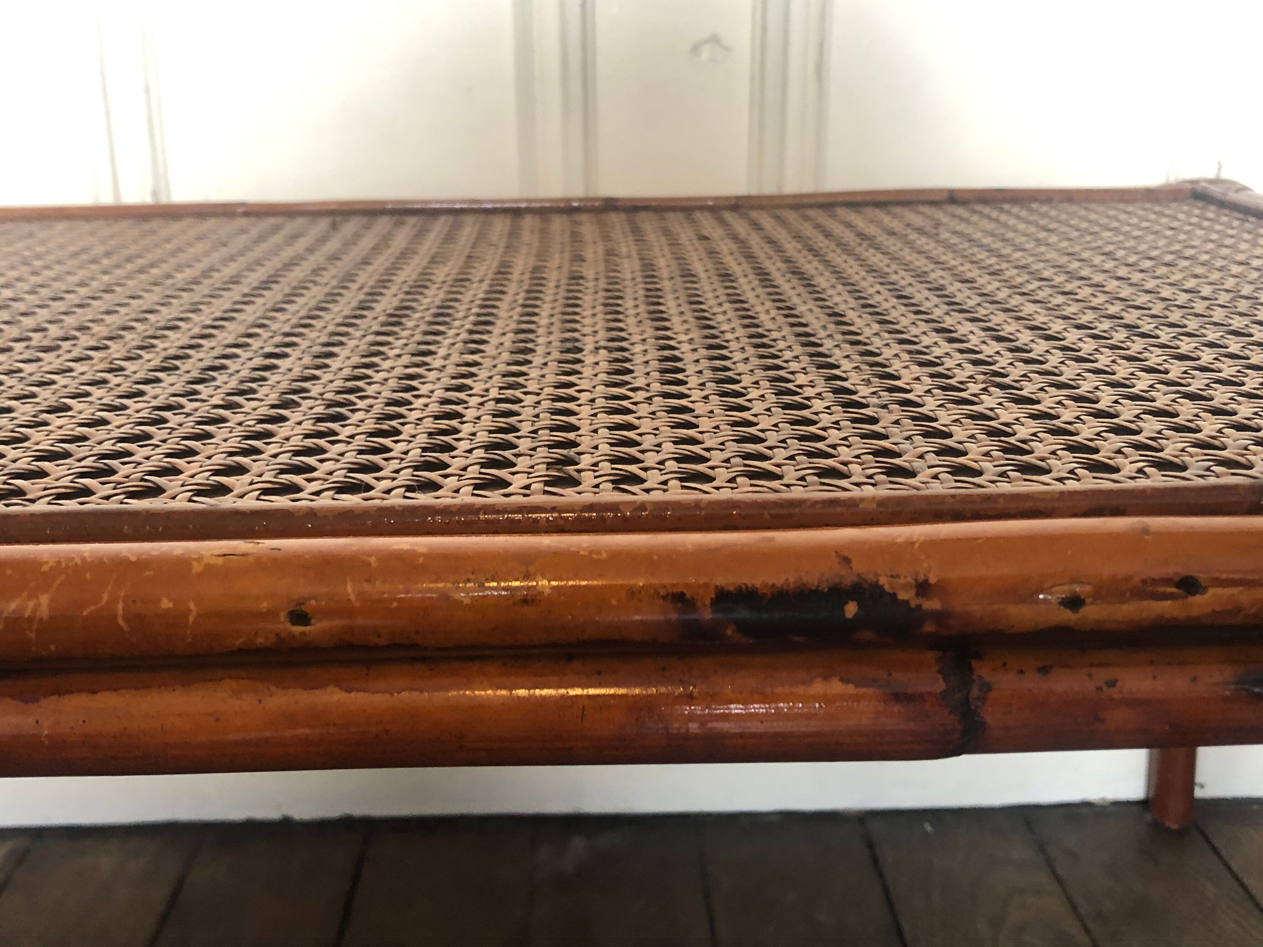 Table low rectangular rattan and caning