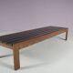 1960s Wengé wooden slat bench from the Netherlands
