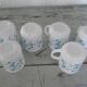 6 mugs veronica blue flowers Arcopal France vintage