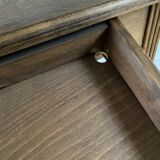Console, Vintage side table with a drawer and a low shelf in solid wood