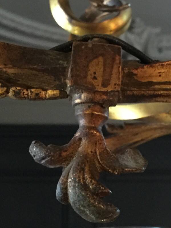 Napoleon III bronze chandelier, Louis XV style, baroque rocaille twist, 189