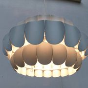 Mid-century white metal Swiss suspension by H. Zender for Temde.