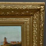 Tableau "Sailboats on the Mediterranean", oil on panel, French school of the 19th century.