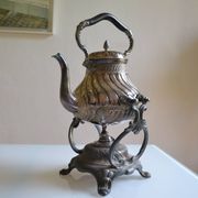 Art Nouveau teapot or samovar in silver-plated metal by goldsmith Victor Saglier