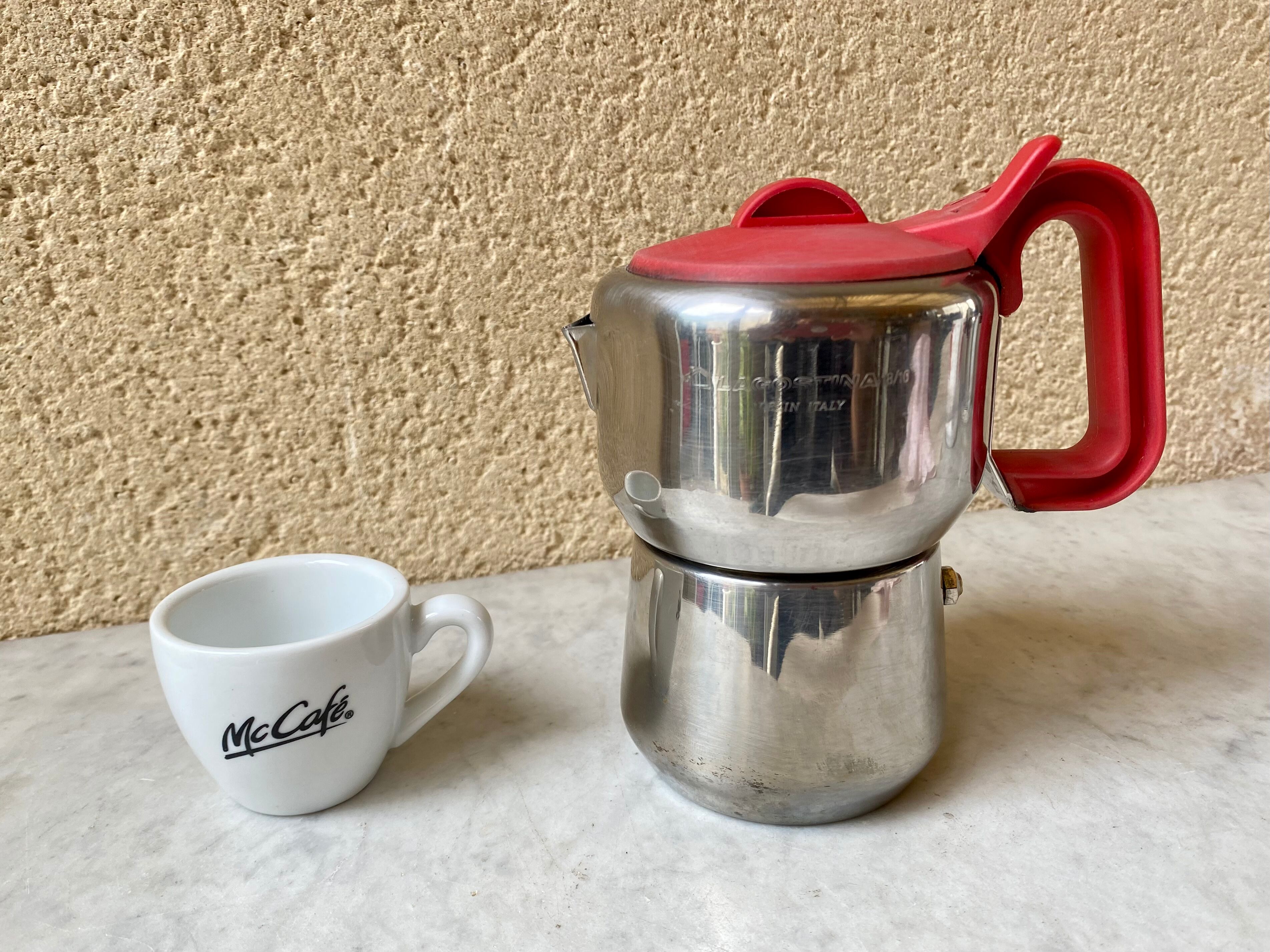 Italian coffee maker 3 cups lagostina vintage 60s design streamline stainless steel 18/10