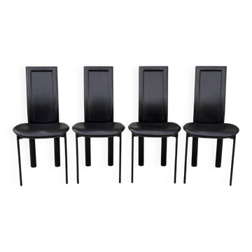 4 chaises tout cuir noir – Élégance et design 