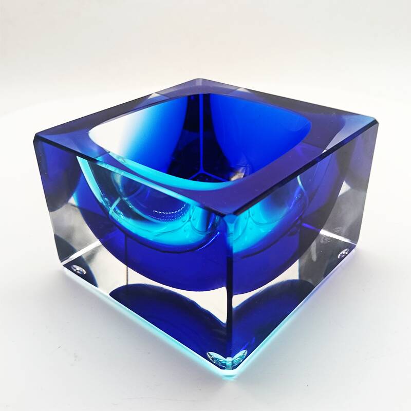 1970s Square Ashtray or Catch-all in Murano Glass by Flavio Poli.